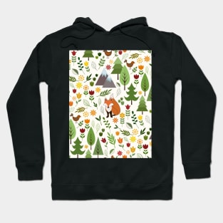 Scandinavian Style Illustrations on Cream Pattern Hoodie